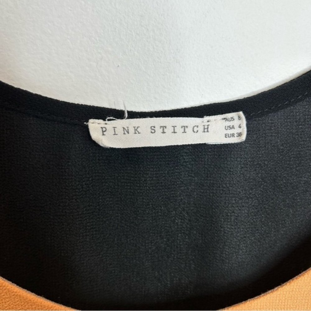 Pink Stitch Hi-Low Layered Tank Top Camel Black - Picture 4 of 5